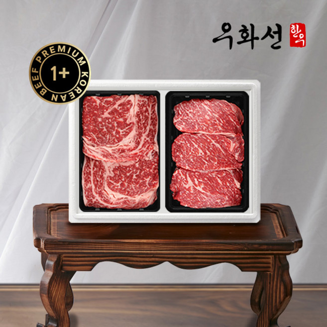 특선 숙성한우 1+등급 로스세트 2호(꽃등심+채끝 각 500g총 1kg), 1개, 1kg