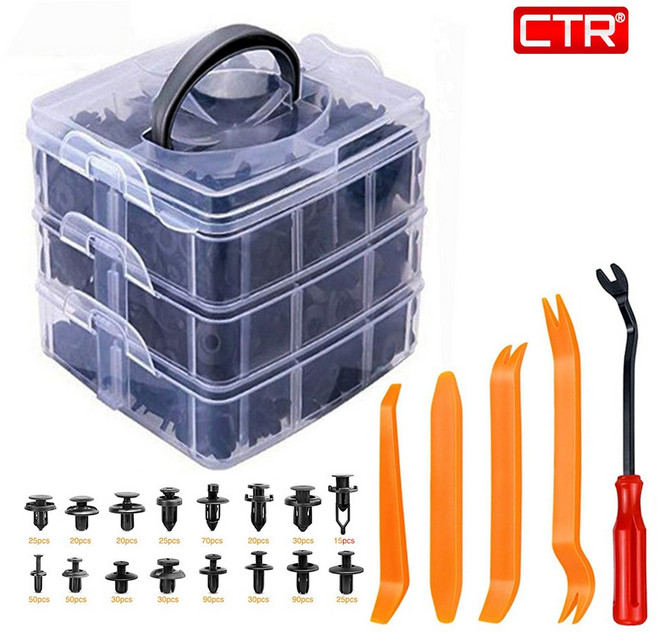 CTR 차량용 패스너 세트 클립 볼트 리벳 리무버 내외장재 탈거 625P, 1세트