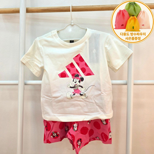 아디다스 디즈니 미니마우스 티셔츠 상하세트 + 다용도 방수파우치 증정