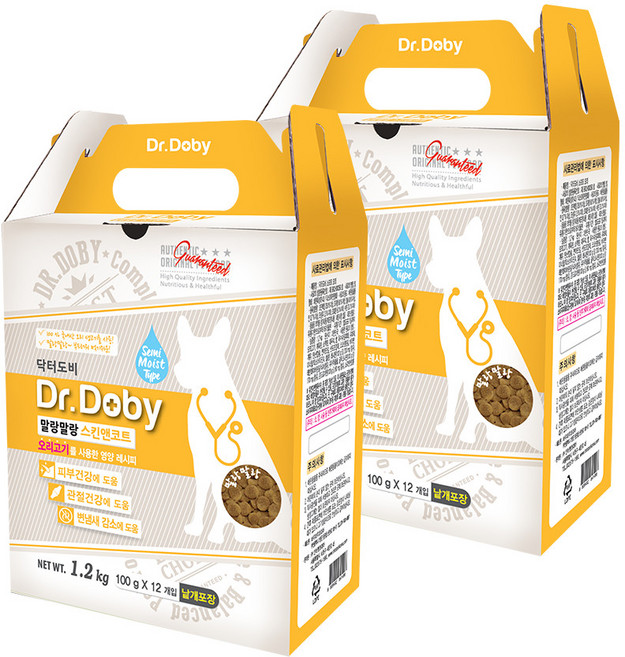 인터펫코리아 전연령 강아지 말랑말랑 소프트사료, 오리, 1.2kg, 2개