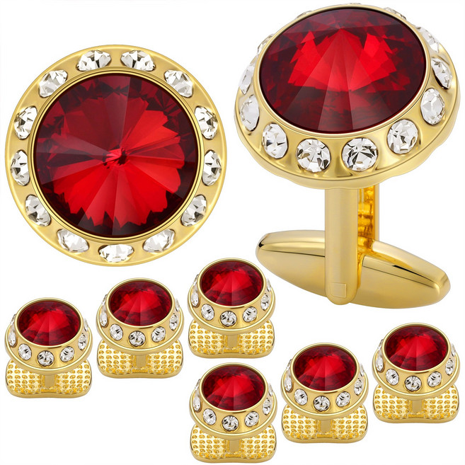 커프스링크 커프스버튼 커프스 명품커프스버튼 넥타이핀 커프스버튼명품 넥타이핀커프스세트 커프링크스 새 남성 소매 단추 및 스파이크 세트 연미복 셔츠 크리스탈 결혼 선물 셔츠