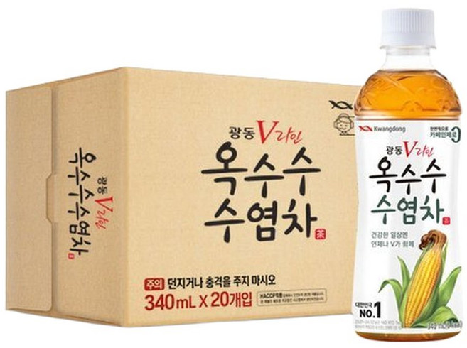 광동 옥수수수염차 340ml x 20pet (유 / 무라벨 랜덤), 20개
