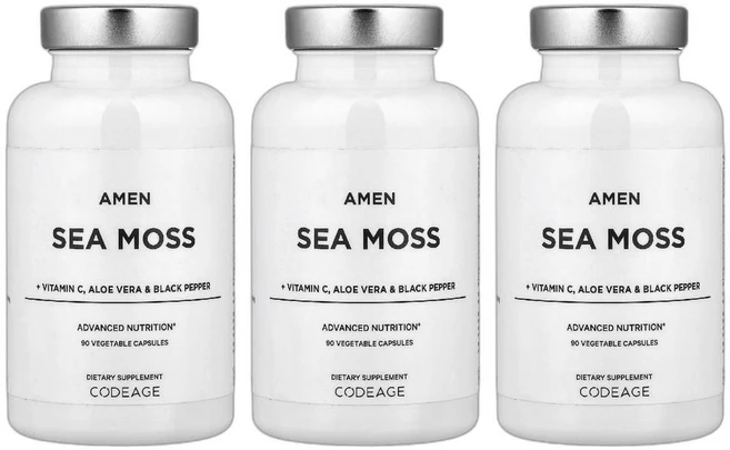 Codeage 아멘 바다이끼 + 비타민C 알로에베라 및 흑후추 베지 캡슐 90정 3개 - 쿠팡