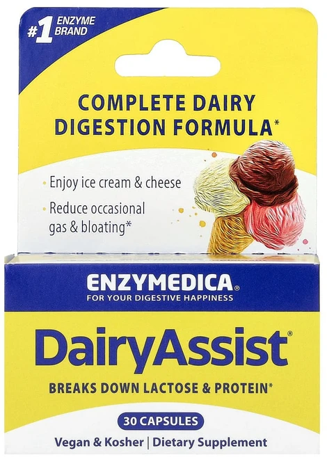 엔자이메디카 DairyAssist 캡슐 30정, 1개 - 쿠팡