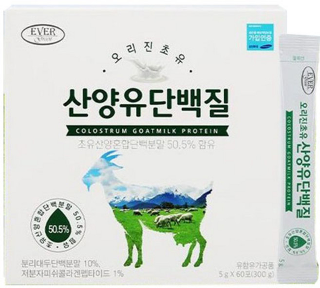 에버그린 오리진초유 산양유 단백질 5g x 60포, 60회분, 60개