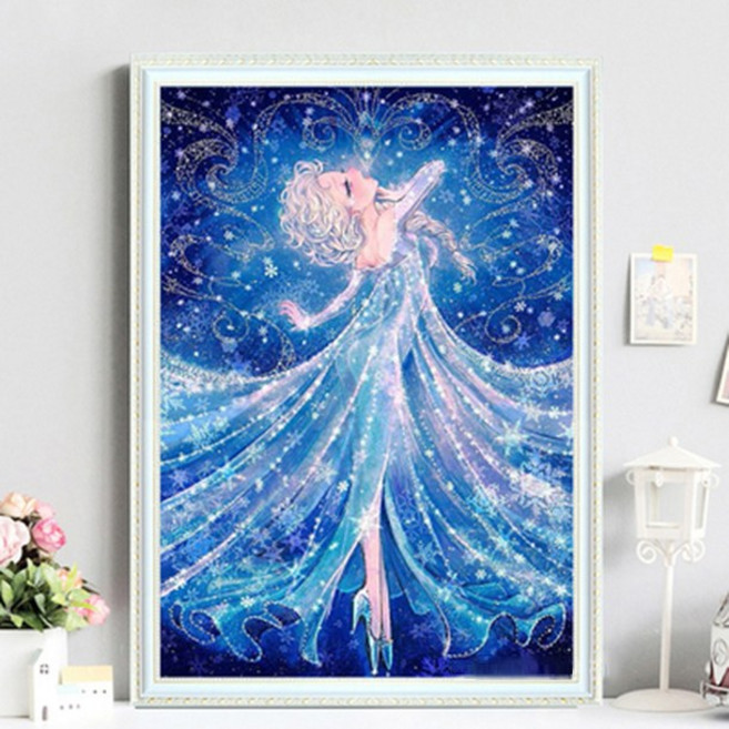 푸아이 3D 보석십자수 겨울왕국 35x50 DIY 집들이 선물 인테리어 소품(사이즈 4종)+행운십자수(30x30)LQ275, 1세트