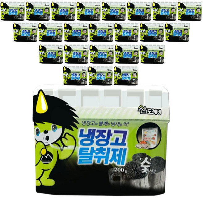 산도깨비 큰 냉장고 참숯 탈취제 본품, 200g, 24개
