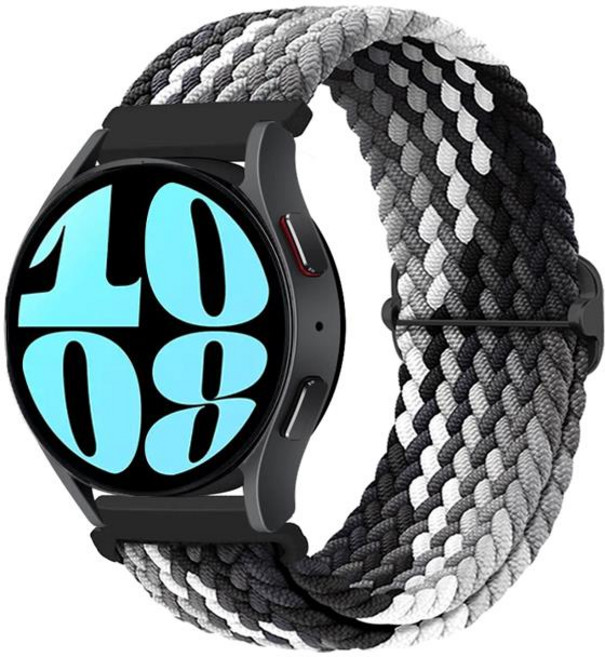 Fegwilde 20mm 22mm 갤럭시워치 버클형 브레이드 스포츠 솔로 루프 스트랩, 검은색영리