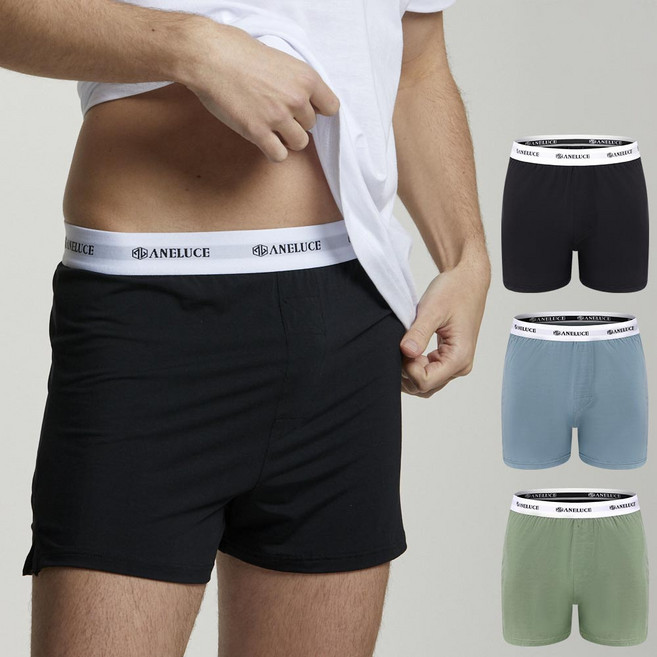 아넬루체 스판 모달 남자 트렁크 사각 팬티 3매세트