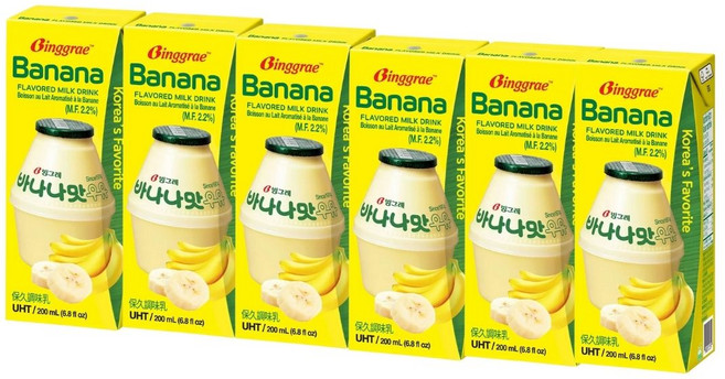 Binggrae 香蕉牛奶 韓國國民飲品 200ml, 6入