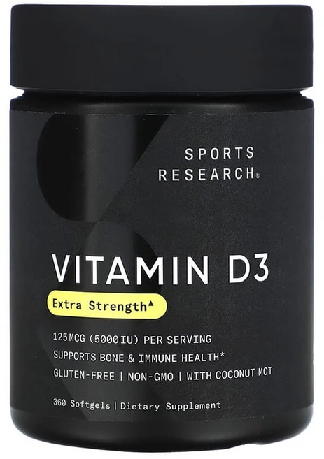 스포츠리서치 비타민 D3 50mcg 소프트젤 360정 1개 - 쿠팡
