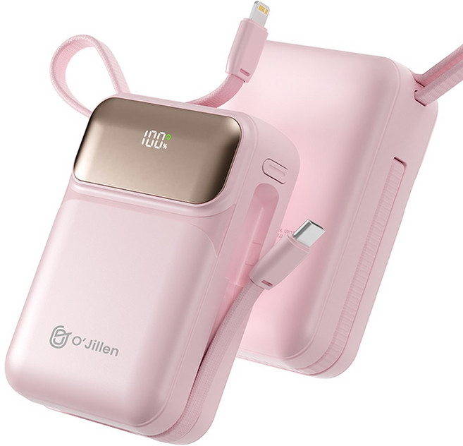 오지렌 올인원 22.5W 고속충전 대용량 보조배터리 20000mAh, 핑크, OJMH811