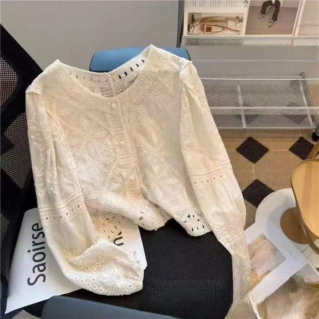 루즈핏 레이스 펀칭 자수 긴팔가디건 2#