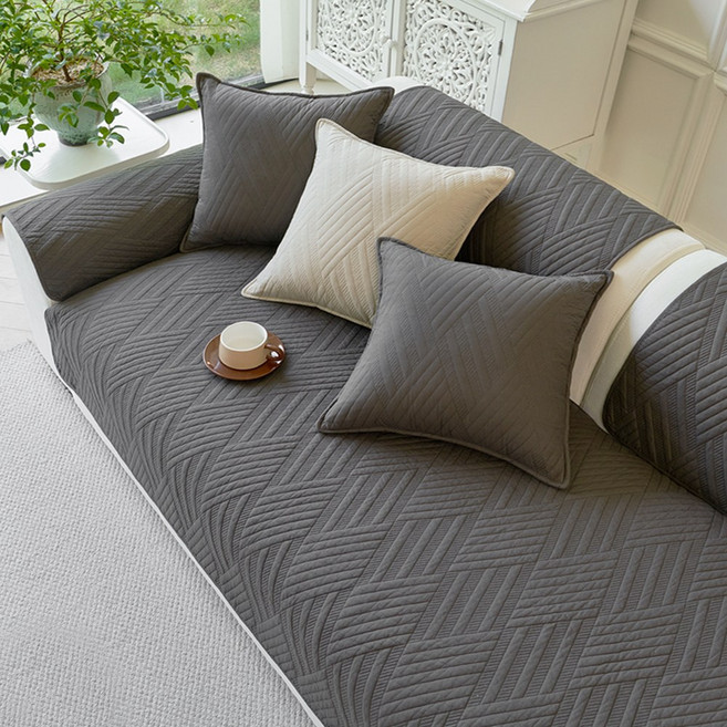 오라이프샵 크로스 사계절 논슬립 쇼파패드 쇼파매트, 다크 그레이, 1개