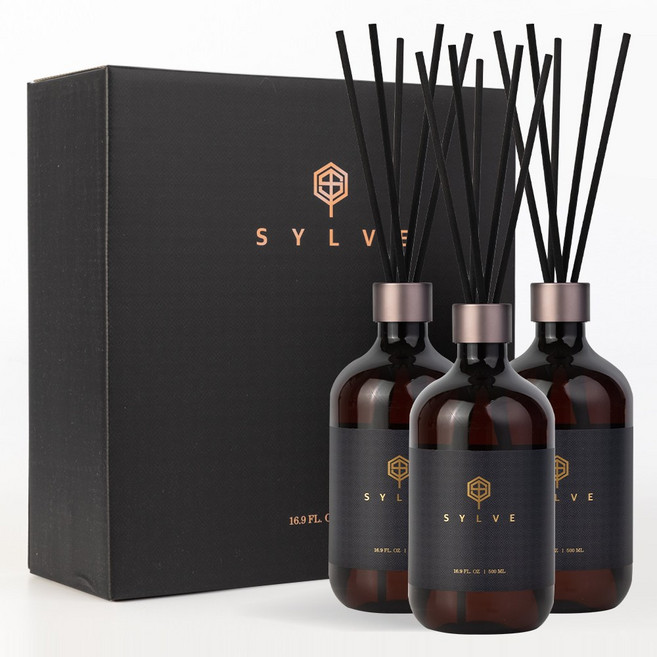 실브 프리미엄 디퓨저 천연 실내 방향제 선물 포장 섬유 리드스틱 포함, 3개, 500ml, 휴양지생화향