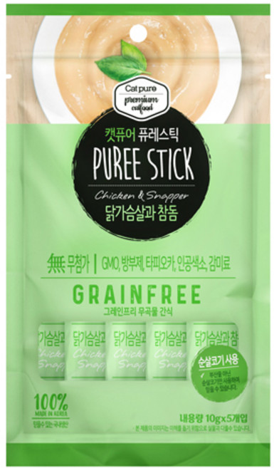 캣퓨어 퓨레스틱 50g, 닭가슴살 + 참돔 혼합맛, 1개