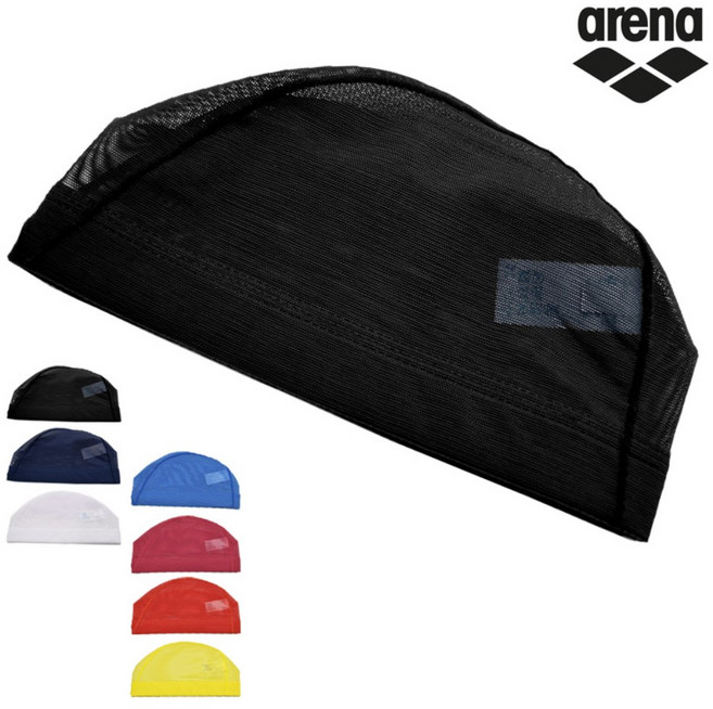 아레나 메쉬 스윔캡 수영모 망사 수모 전연령가능 두피열감소 일본생산제품, 1개, 블랙