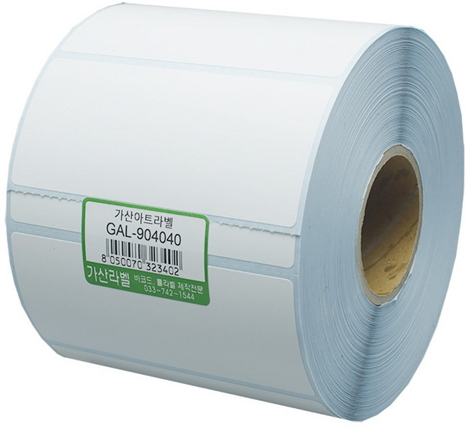 가산라벨 아트지 90X40mm 지관40mm 바코드 롤라벨 스티커(1 300장) GAL-904040