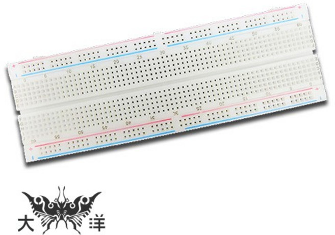 大洋國際電子 麵包板830孔 長16.5CMx寬5.5CM, 1個