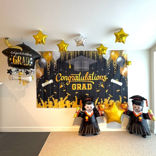 졸업파티용품 풍선세트 졸업현수막 가로 별풍선 포토존 2502-2, 1세트, 2. 졸업장 휘날리며~ 아이들