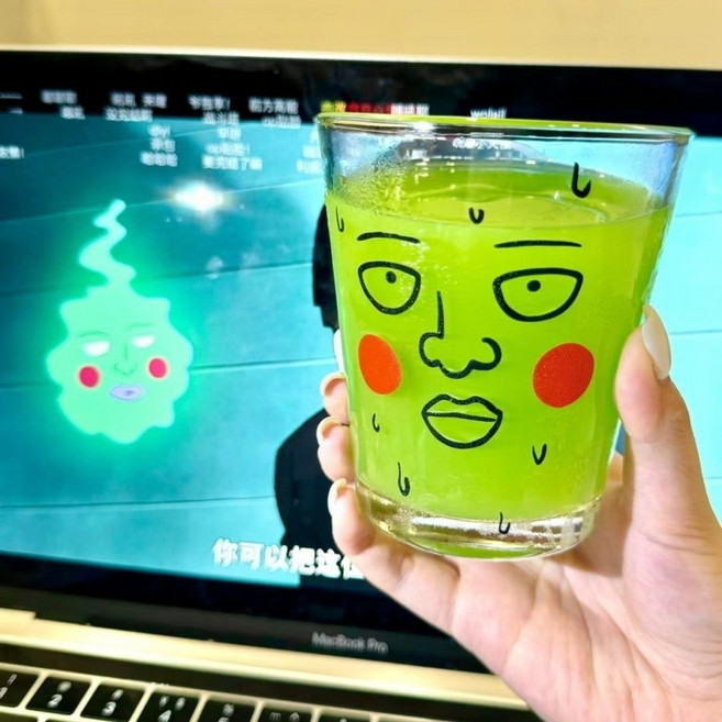 모브 사이코 100 에쿠보 투명 유리컵 밀크글라스, 컵 1개, 1개