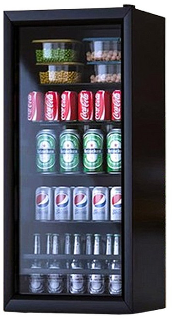 BC-122 時尚冷藏冰箱 0-15度溫控 390x440x890mm, 122L黑色冷藏冰箱【冷藏+氛围灯】