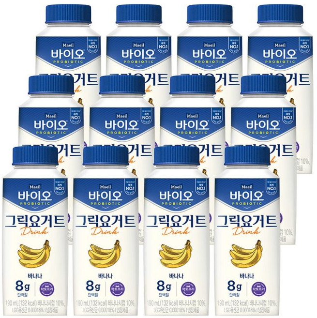 매일 바이오 그릭 요거트 드링크 바나나, 12개, 190ml