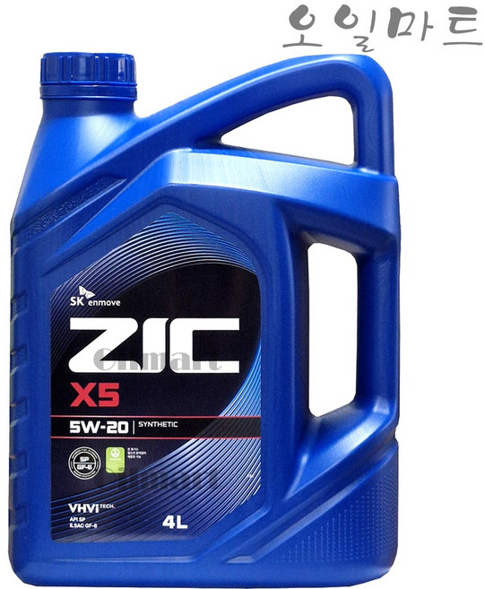지크 ZIC X5 SP 5W20 4L 경제적인 엔진오일 가솔린, ZIC-X5 4리터, 1개