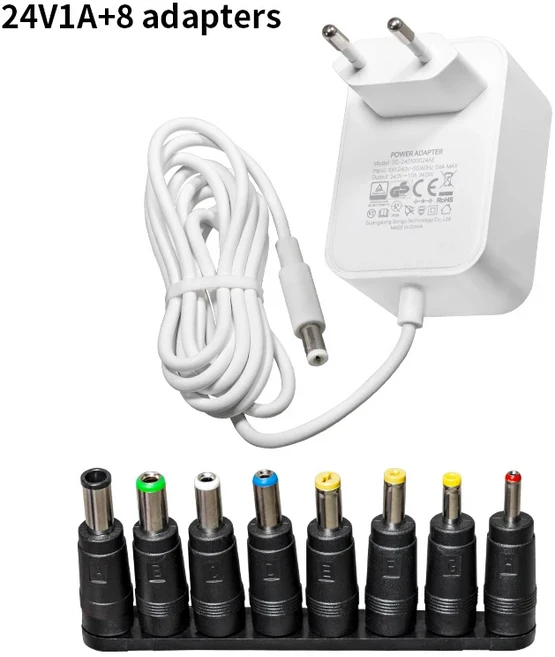 12V24V 1A2A 범용 전원 어댑터 12W AC DC 스위치 공급 장치 110 220V LED 카메라 라우터용 8개 포함, 01 유럽 ​​연합, 04 24V1A 8 adapters