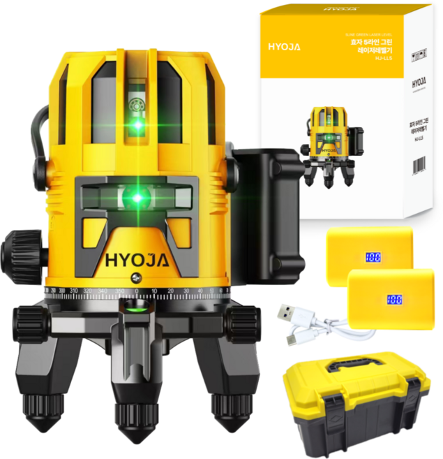 효자 5라인 그린 레이저레벨기 레이져레벨기 미니 자동 소형 수직 수평측정기, 1개