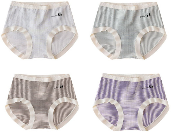 Kyails 여성팬티 청소년면팬티 편안한 줄무늬 팬티 세트 4P