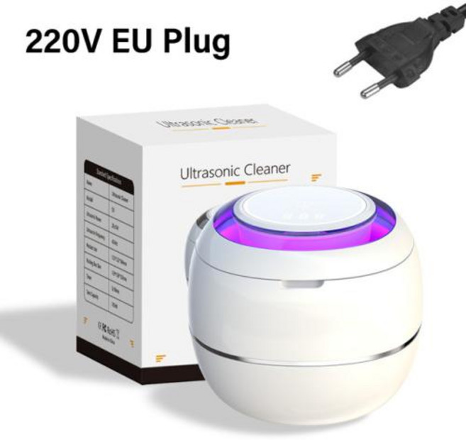 초음파 안경 세척기 휴대용 세척 클리너 쥬얼리 틀니용 UV 가정용 치과 리테이너 42000HZ 목욕, 1) 220V EU Plug, 1개, 없음