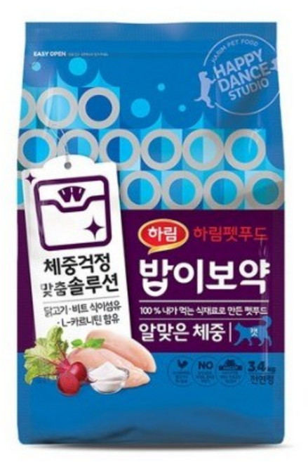 하림펫푸드 전연령 밥이보약 알맞은체중 고양이사료, 다이어트(체중감소), 3.4kg, 4개