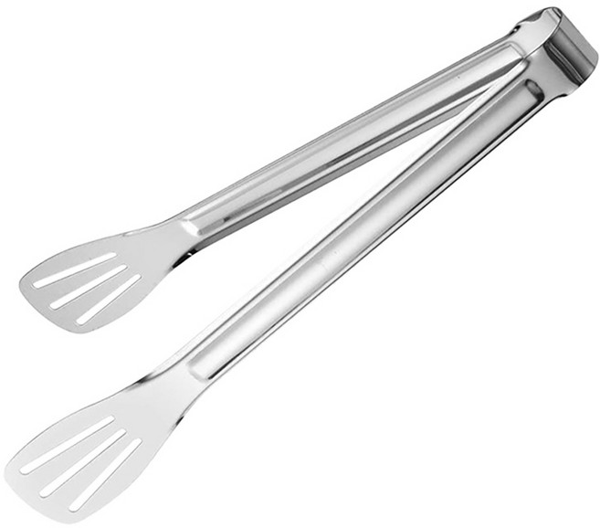 【食品用不鏽鋼】 不鏽鋼衛生料理分菜烤肉食物夾 防燙耐高溫/分菜夾/烤肉夾/炸物夾/沙拉夾/麵包夾, 鏤空三線食物夾, 1個