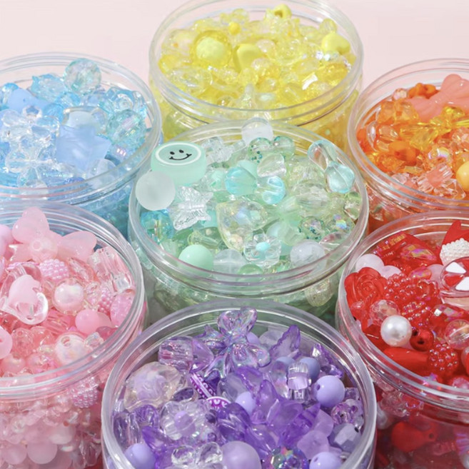 반짝반짝 비즈공예 아크릴 DIY 구슬 팔찌, 1세트, 블루 50g