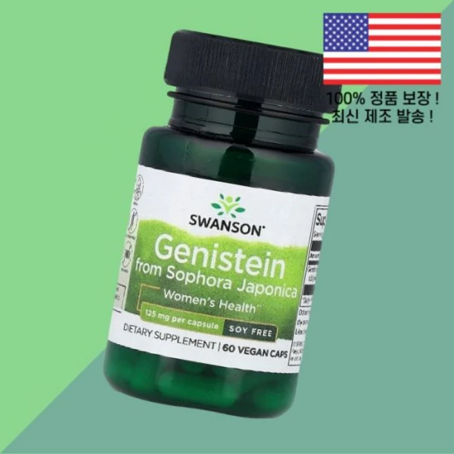 스완슨 회화나무에서 추출한 제니스테인 125mg 식물성 베지캡슐 60정 Swanson Genistein from Sophora Japonica 60 Vegan Caps, 1개 - 쿠팡