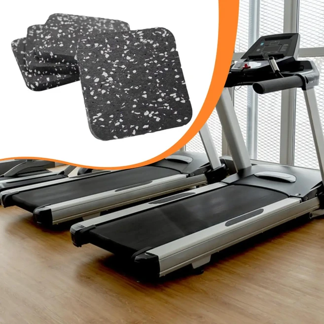 쿠쿠스토어 4x 런닝머신 매트 패드 고무 충격 흡수 운동 장비 홈 체육관 자전거 피트니스 사각형 방진, 03 Black White