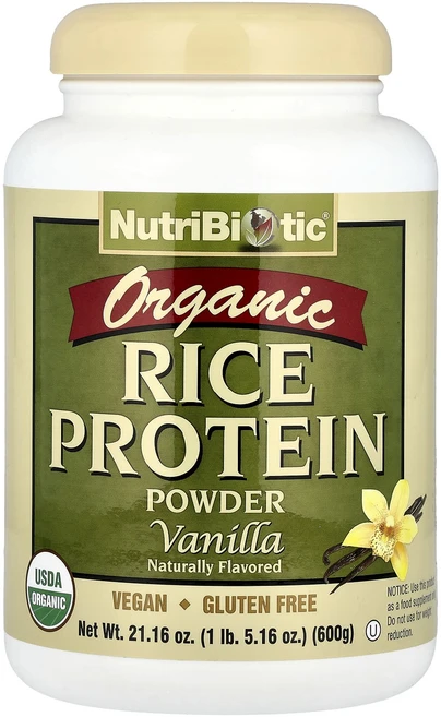 새해 건강을 선물하세요 NutriBiotic 유기농 쌀 단백질 분말 바닐라 맛 600g(1lb 5.16oz) 특별관리진행, 600g, 1개 - 쿠팡