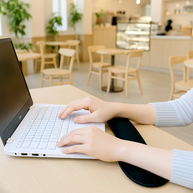 플래틱 키보드 마우스 통증 피로 방지 손목 보호 받침대 세트, 1개, 블랙