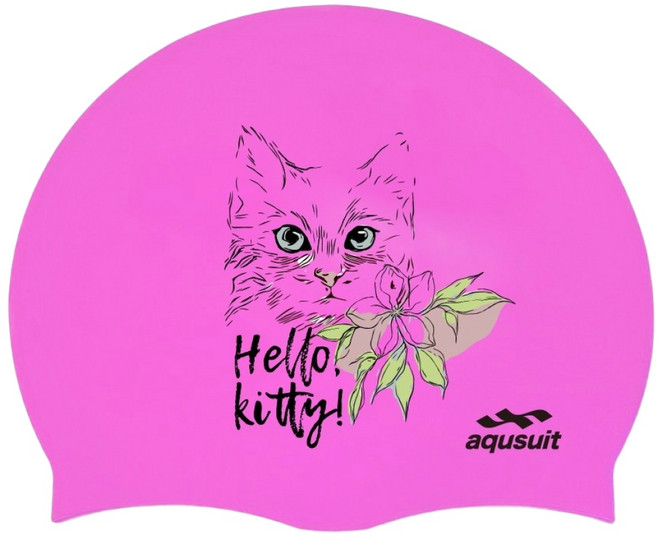 국내생산 아퀴스트 디자인 수영 모자 실리콘 수모, 헬로키티, (단종)핑크, 1개
