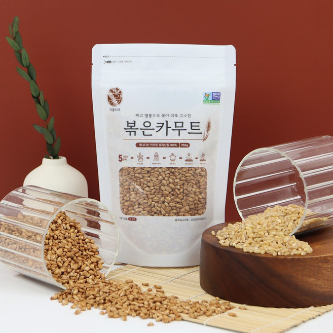 현대농산 찌고 열풍으로 볶은 정품 카무트 호라산밀 뻥튀기, 1개