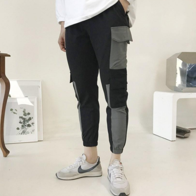 용된다 사계절 배색 남자 빅사이즈 카고 조거팬츠