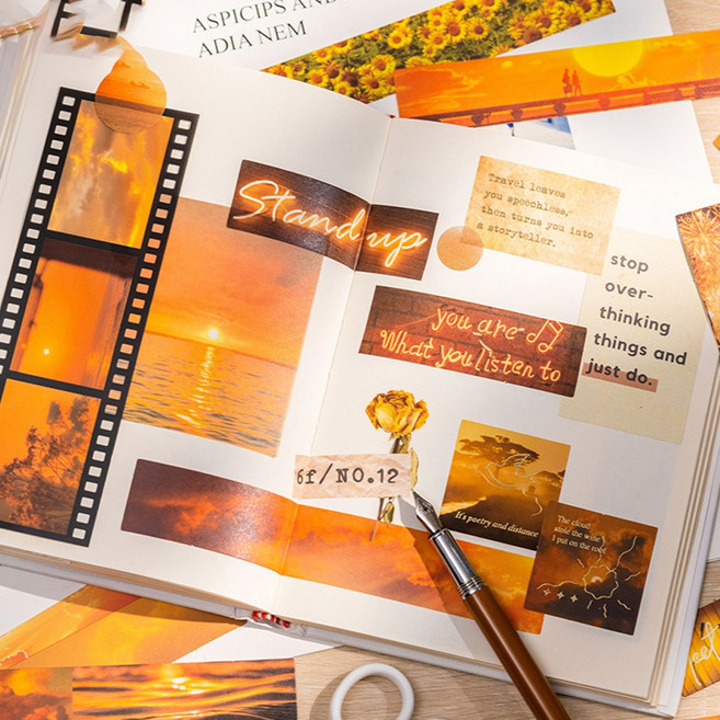 로맨틱 긴 스티커 띠스티커 폰꾸 폰꾸미기 다꾸 다이어리꾸미기 스티커 일상 자연 풍경, 04.해질녘