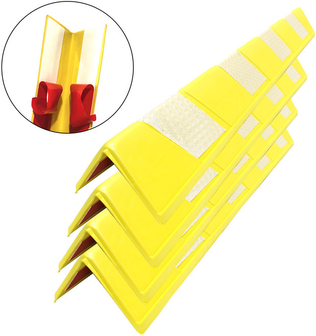 EVA 옐로우 접착식 주차장 기둥보호대 코너가드, 옐로우화이트, 4개