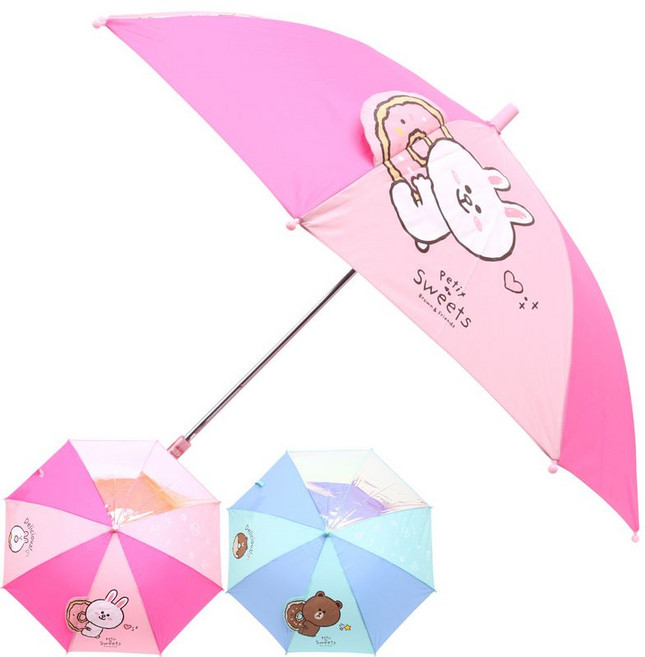 나린키즈 라인프렌즈 도넛 입체홀로그램 53 아동 어린이 키즈 캐릭터 안전우산