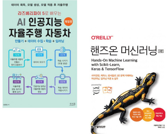 라즈베리파이 5로 배우는 AI 인공지능 자율주행 자동차 만들기 + 데이터 수집 학습 + 딥러닝 + 핸즈온 머신러닝 (전2권)