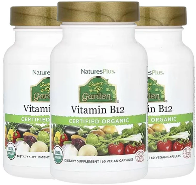 네이쳐스플러스 소스 오브 라이프가든 인증된 유기농 비타민 B12 60비건캡슐, 3개, 60정 - 쿠팡
