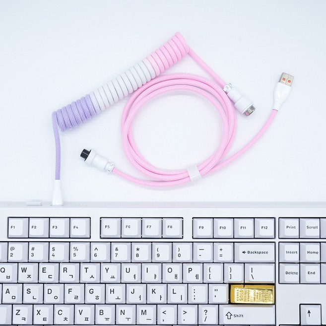 ESC키캡 항공 코일 케이블 시리즈 8K USB A to C타입, 1개, 3색 파스텔, 150cm
