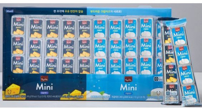 코스트코 냉장 상하치즈 칼슘체다 크림치즈 미니 12g x 48개 간식 안주 대용량 치즈, 576g, 1개