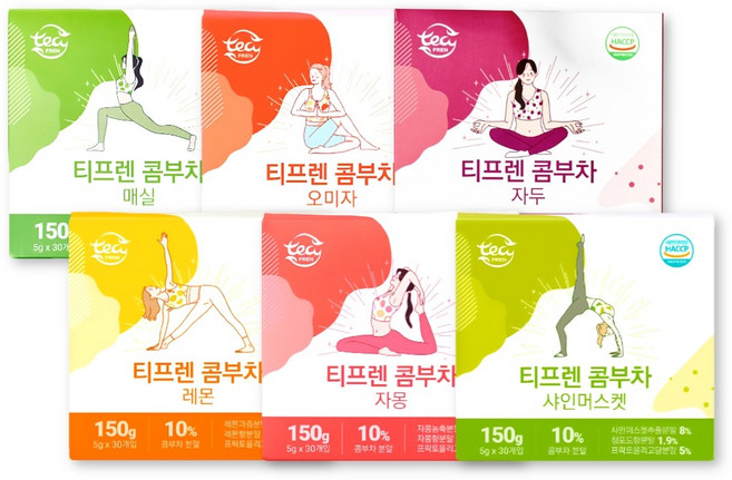 티프렌 콤부차 6가지 맛 ( 레몬 자몽 샤인머스캣 오미자 매실 자두 ) 택 1박스 (30개입), 1개, 30개입, 5g